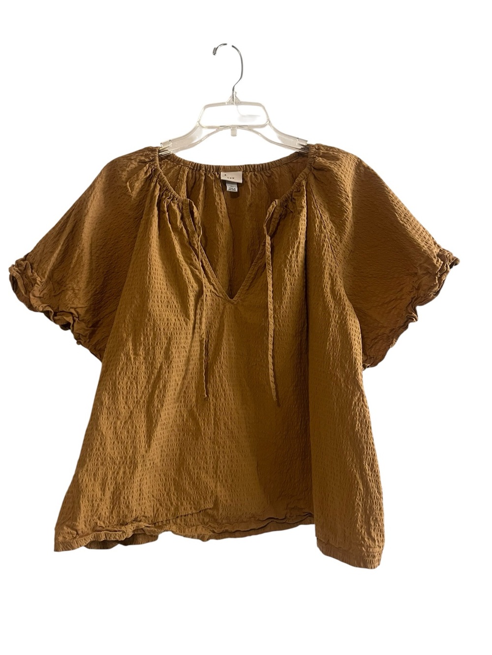 a. new day™ Textured Flutter Sleeve Peasant Top Brown XL